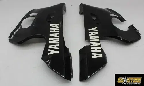 01-02 YAMAHA YZF R6 LEFT RIGHT LOWER BOTTOM BELLY FAIRING COWL PAIR (SEE DESCP)