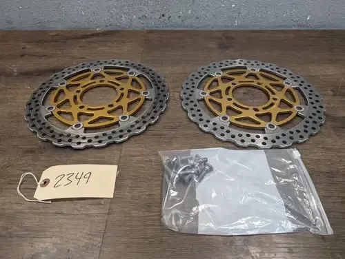 05 KAWASAKI NINJA ZX10R OEM FRONT LEFT RIGHT BRAKE ROTORS DISCS – 41080-0068-488