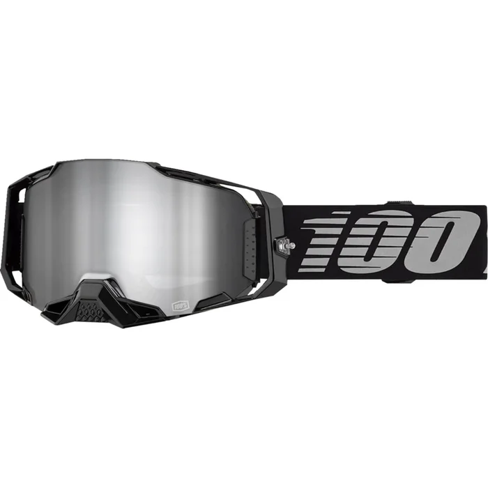 100% Armega Goggles – Black – Silver Mirror [MPN: 50005-00030]