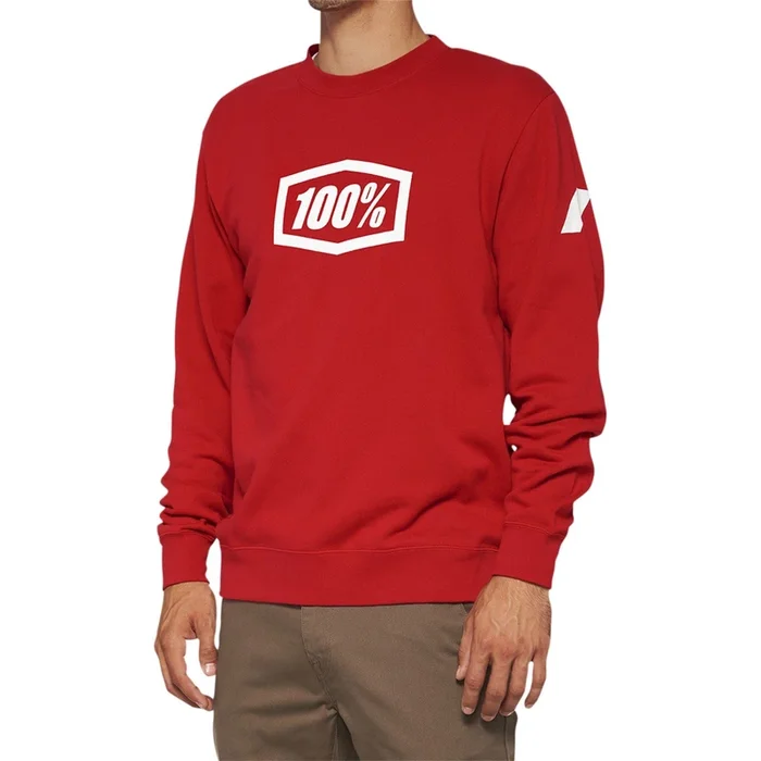 100% Icon Long-Sleeve Fleece Sweatshirt – Red – Large 20026-00012