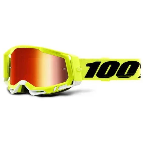 100% Racecraft 2 Goggles – Yellow w/ Red Mirror Lens