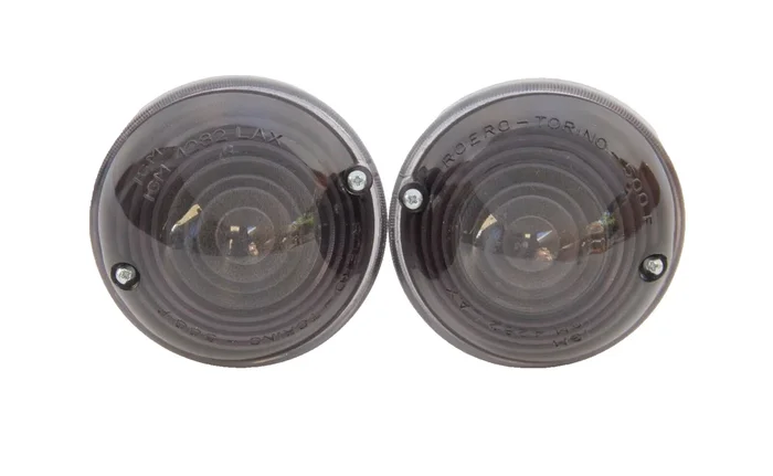 2 x Classic Fiat 500 Front Indicator Lamp Smoked Black Kit Indicators Side Light