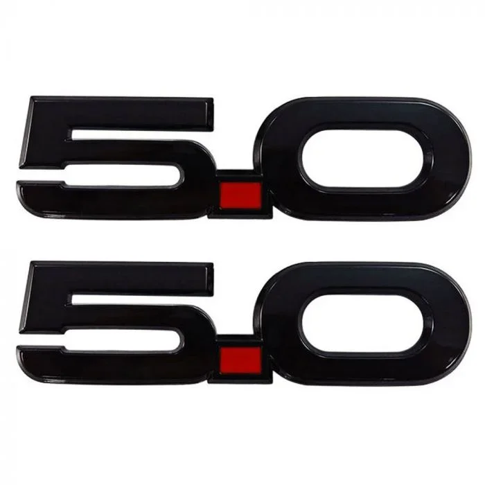 5.0 Wing Emblem Pair (Gloss Black) for Mustang GT 2015-23 | #EM000550X2 | Ford