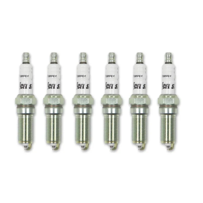 ACCEL HP Copper Spark Plug – 14 mm Thread – 1 in R – Tapered Seat – Resistor – Set of 6 578C1-6
