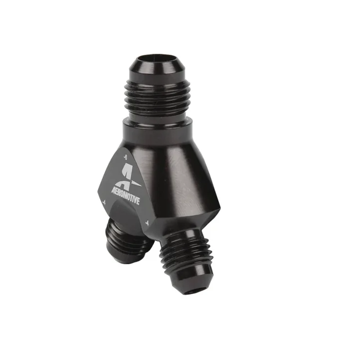 Aeromotive Y-Block Fitting – 6 AN to 2 x -4 AN