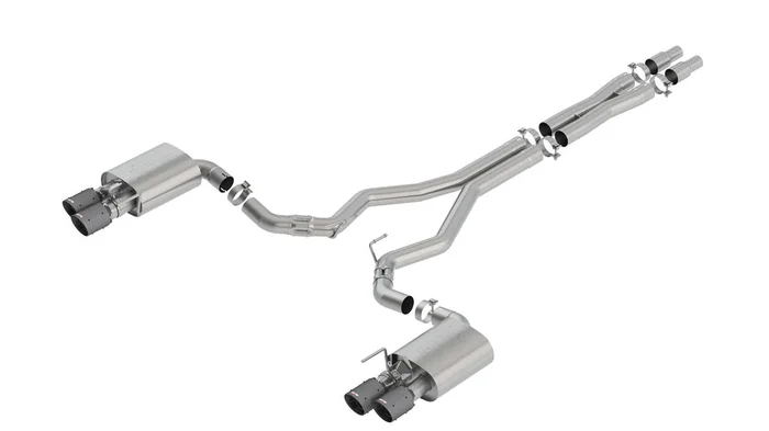 ATAK Cat-Back Exhaust (Carbon Black Tips) for Mustang 5.0L GT 2018-23 | #140743CFBA | Borla