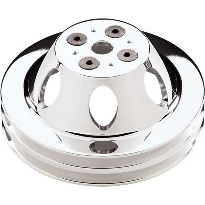 Billet Specialties Polished SB Chevy Double Groove Water Pump Pulley – SB Chevy – Short Water Pump
