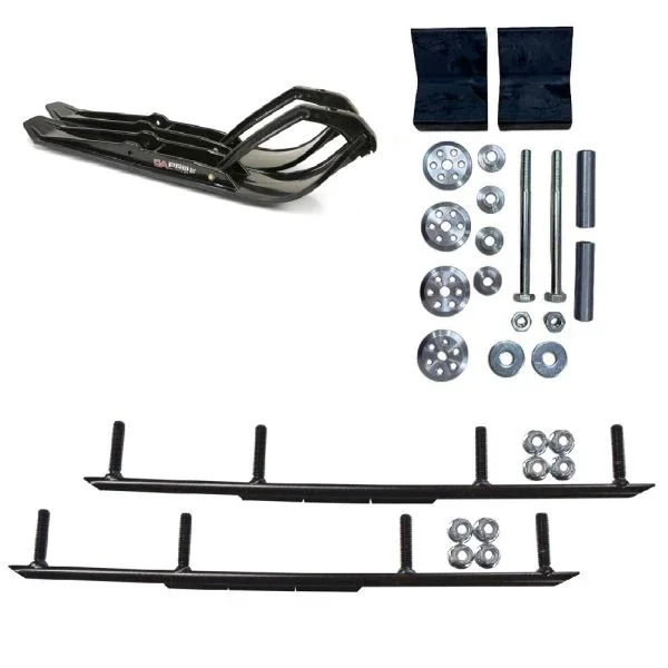 C&A Pro Black XPT Snowmobile Skis w/ 10″ Round Bars Complete Kit Lynx 2022+ Shredder