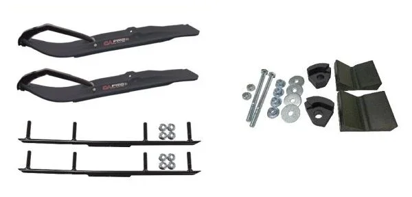 C&A Pro Black XT Snowmobile Skis w/ 4″ Round Bars Complete Kit Ski-Doo T3 Summit