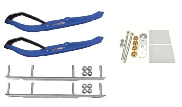 C&A Pro Blue MTX Snowmobile Skis w/ 9″ Shaper Bars Complete Kit Yamaha 2011 and Up Apex/Vector Power Steering