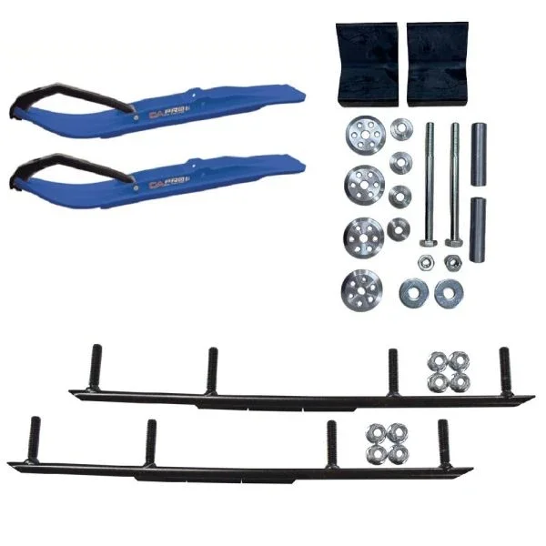 C&A Pro Blue XT Snowmobile Skis w/ 8″ Round Bars Complete Kit Lynx 2022+ Rave, Commander, Ranger, Xterrian