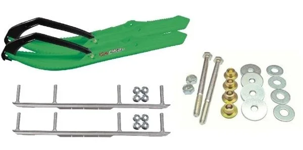 C&A Pro Green BX Snowmobile Skis w/ 6″ Shaper Bars Complete Kit Ski-Doo ZX[ADSA]/REV/RT/XPXM 2000 & Newer