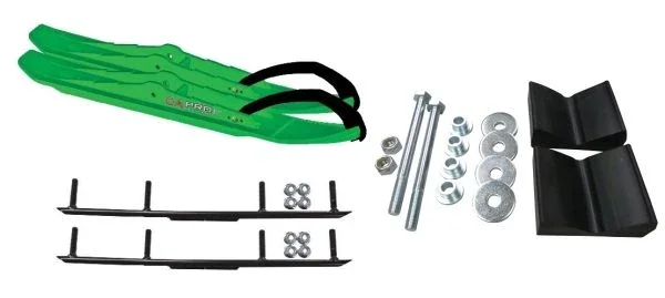 C&A Pro Green XCS Snowmobile Skis w/ 4″ Round Bars Complete Kit 2016+ Ski-Doo w/o T.S. Adjustable (excl. Summit)