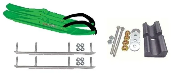 C&A Pro Green XCS Snowmobile Skis w/ 9″ Shaper Bars Complete Kit Yamaha Phazer/FX Nytro Wishbone