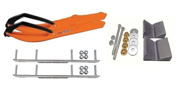 C&A Pro Orange BX Snowmobile Skis w/ 6″ Shaper Bars Complete Kit Polaris Pro Ride Chassis Rush 2010-11