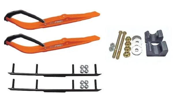 C&A Pro Orange Razor Snowmobile Skis w/ 4″ Round Bars Complete Kit Arctic Cat 2009 and ALL 2010-11