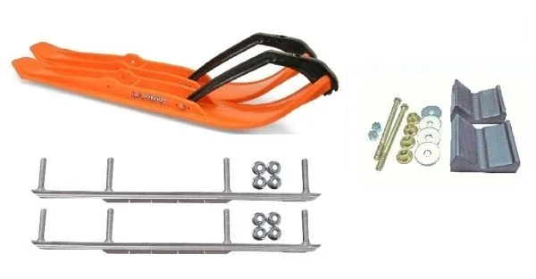 C&A Pro Orange XPT Snowmobile Skis w/ 7.5″ Shaper Bars Complete Kit Polaris Fusion IQ