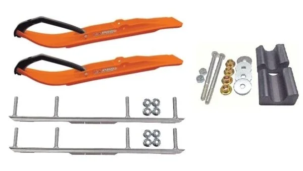 C&A Pro Orange XT Snowmobile Skis w/ 4.5″ Shaper Bars Complete Kit Yamaha Phazer/FX Nytro Wishbone