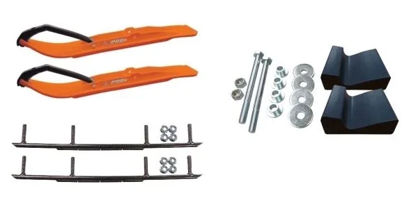 C&A Pro Orange XT Snowmobile Skis w/ 8″ Round Bars Complete Kit 2017-2020 Ski-Do Summit 4th Gen Chassis