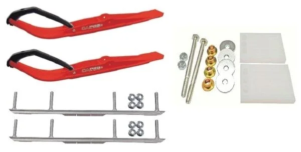 C&A Pro Red Razor Snowmobile Skis w/ 4.5″ Shaper Bars Complete Kit Yamaha 2011 and Up Apex/Vector Power Steering