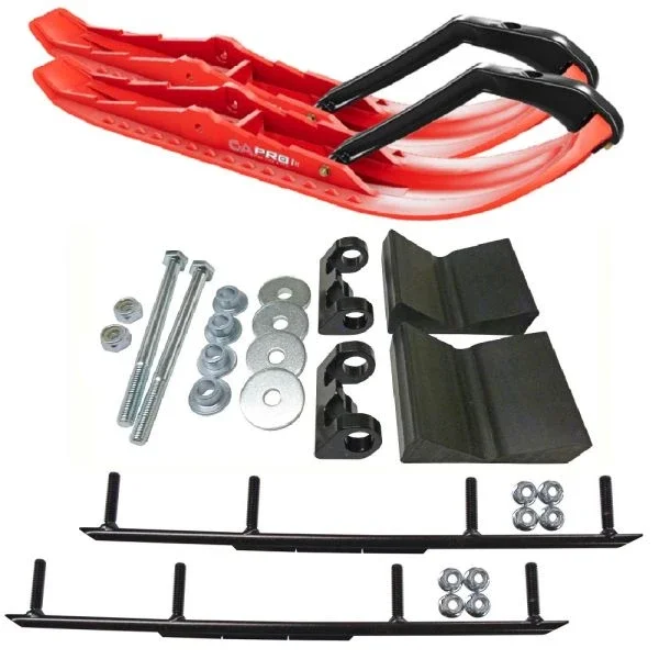 C&A Pro Red TMX Snowmobile Skis w/ 8″ Round Bars Complete Kit Ski-Doo 2016 & Newer w/ T.S. Adjustable Ski