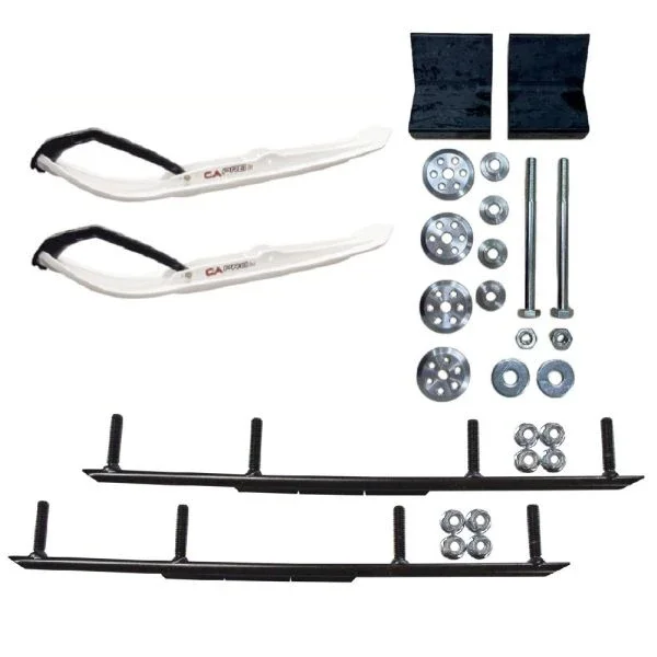 C&A Pro White MTX Snowmobile Skis w/ 8″ Round Bars Complete Kit Arctic Cat 2012+ Non M-Series