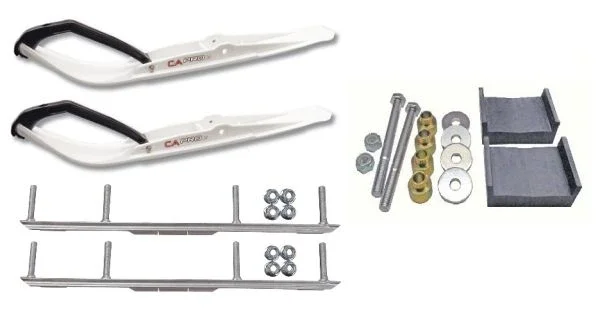 C&A Pro White Razor Snowmobile Skis w/ 4.5″ Shaper Bars Complete Kit Ski-Doo S-Chassis DSA