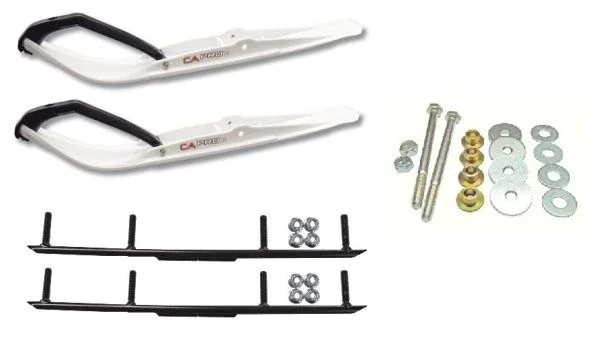 C&A Pro White Razor Snowmobile Skis w/ 4″ Round Bars Complete Kit Ski-Doo 2000-2015 [ADSA] REV/XP/XM/XS 2022 Lynx
