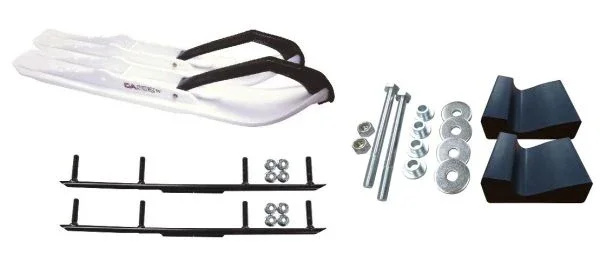 C&A Pro White XCS Snowmobile Skis w/ 4″ Round Bars Complete Kit 2017-2020 Ski-Do Summit 4th Gen Chassis