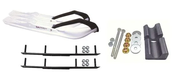 C&A Pro White XCS Snowmobile Skis w/ 6″ Round Bars Complete Kit Yamaha Phazer/FX Nytro Wishbone