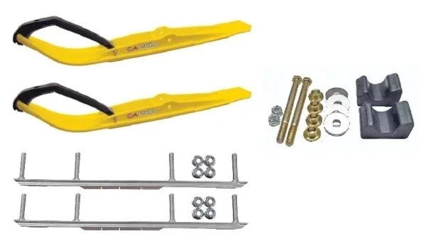 C&A Pro Yellow Razor Snowmobile Skis w/ 6″ Shaper Bars Complete Kit Arctic Cat 2009 and ALL 2010-11