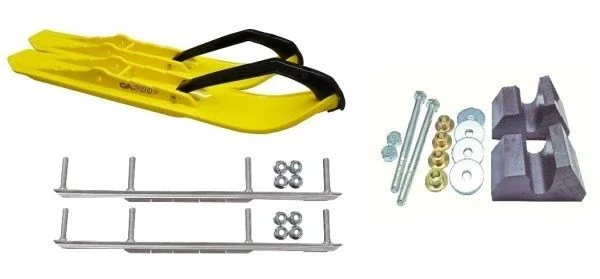 C&A Pro Yellow XCS Snowmobile Skis w/ 7.5″ Shaper Bars Complete Kit Yamaha Trailing Arm & Apex/Vector