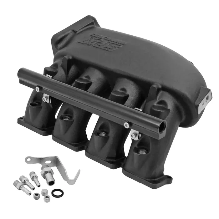 Cast Aluminum Intake Manifold for transverse VW/AUDI 1.8T with 4 injectors Fuel Rail Kit (left side without throttle bolt holes) – Black
