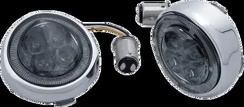 CIRO Turn Signal Insert – Amber/White LED – Smoke Lens – Chrome 45600