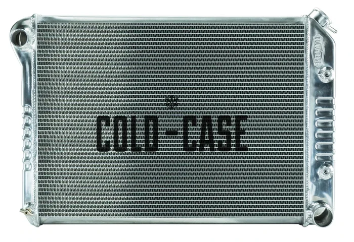 Cold-Case Aluminum Radiator – 28.35 in W x 19 in H x 3 in D – Polished – Manual – GM X-Body 1968-79