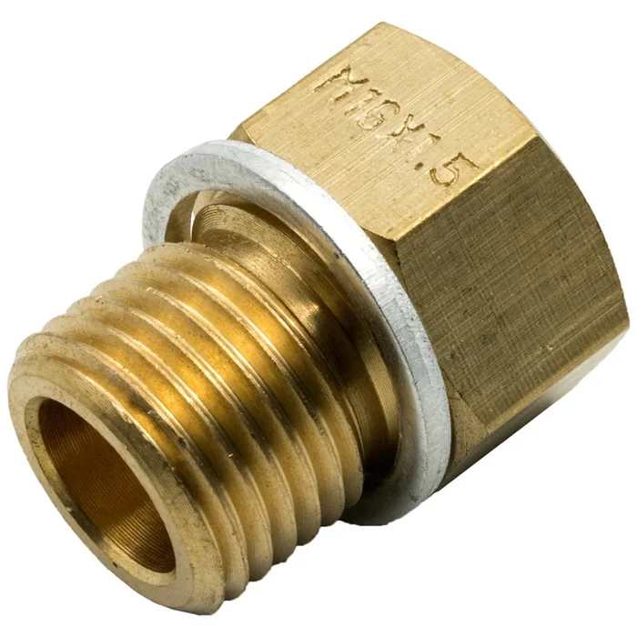 Equus Adapter Fitting – Straight – 10 AN Female to 3/8-18 NPT Male/1/4-18 NPT Male – 1/2-14 NPT Male/16 mm x 1.5 Male – Brass