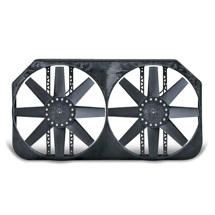 Flex-A-Lite Direct Fit Dual 15 in Electric Fan – Puller – 5500 CFM – 12V – Straight Blade – GM Fullsize SUV/Truck 2000-04