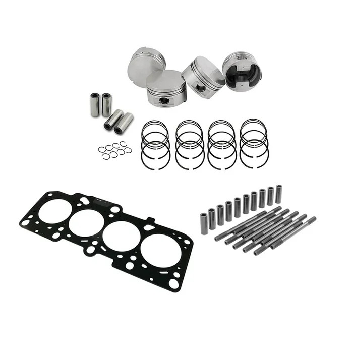 Forged flat top piston and rings set 83.5mm VW 2.0L 8V + Decompression Head Gasket Spacer – 0.5mm + Head stud set