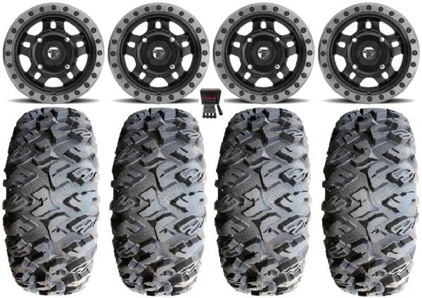 Fuel Anza Black 15″ Wheels 31″ MotoClaw Tires Kawasaki Mule Pro FXT KRX / Yamaha Wolverine RMAX / YXZ 2019+