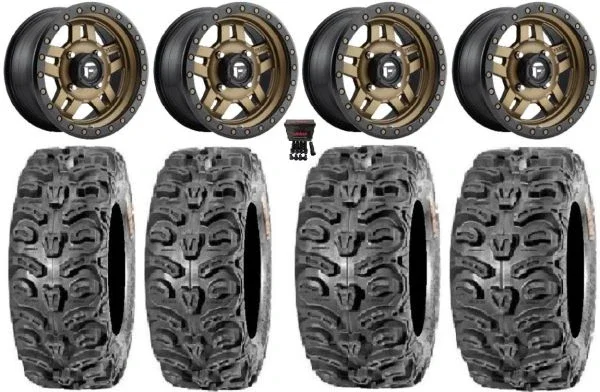 Fuel Anza Bronze 14″ Wheels 26″ Bear Claw HTR Tires Kawasaki Mule Pro FXT KRX / Yamaha Wolverine RMAX / YXZ 2019+