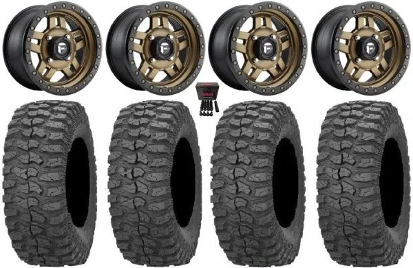 Fuel Anza Bronze 14″ Wheels 32″ Rock-A-Billy Tires Kawasaki Mule Pro FXT KRX / Yamaha Wolverine RMAX / YXZ 2019+