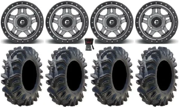 Fuel Anza Gunmetal 14″ Wheels 26.5″ Terminator Tires Polaris RZR XP 1000 / PRO XP / Ranger XP 900/1000