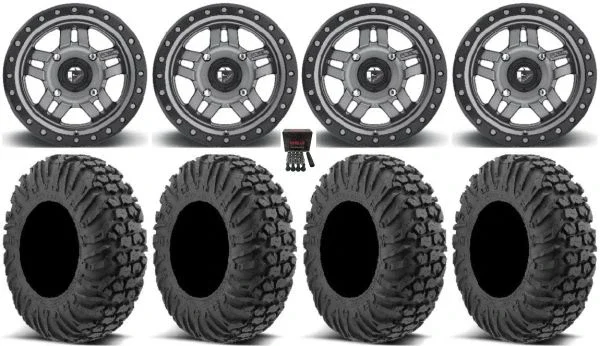 Fuel Anza Gunmetal 15″ Wheels 30″ MotoVator Tires Polaris RZR XP 1000 / PRO XP / Ranger XP 900/1000