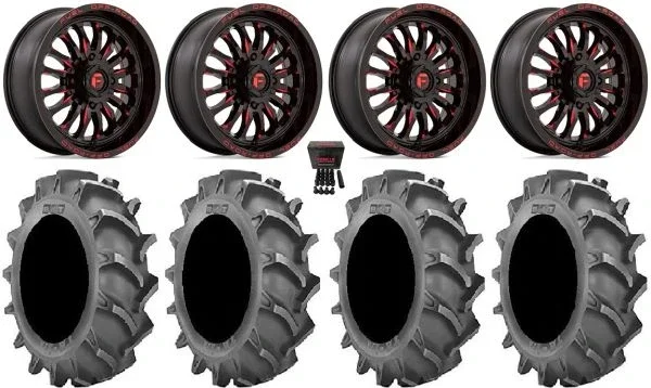 Fuel ARC 24″ Wheels Red 40×8.3 BKT 171 Tires Can-Am Maverick X3 / Honda Pioneer 1000 / Talon