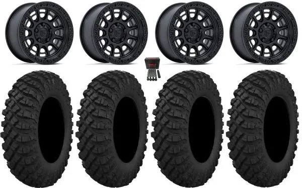Fuel Cycle 15″ Wheels Black +38mm 30″ Crawler XP Tires Polaris RZR Turbo R & Pro R Ranger 1500 Xpedition