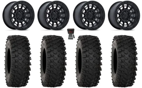 Fuel Cycle 15″ Wheels Black +38mm 32″ ATX470 Tires Polaris RZR Turbo R & Pro R Ranger 1500 Xpedition