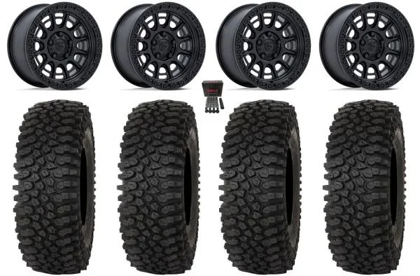 Fuel Cycle 15″ Wheels Black +38mm 33″ Roctane STX Tires Polaris RZR Turbo R & Pro R Ranger 1500 Xpedition