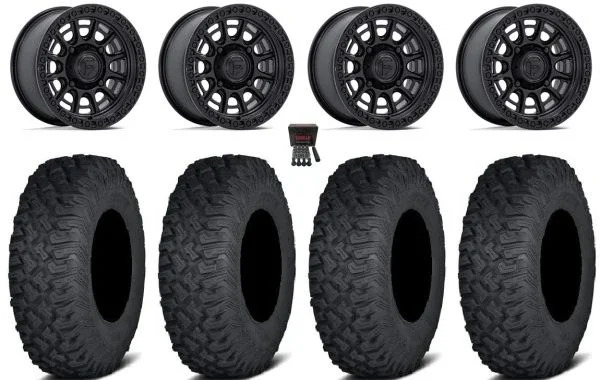 Fuel Cycle 15″ Wheels Black +38mm 35″ Coyote Tires Can-Am Maverick X3 / Honda Pioneer 1000 / Talon