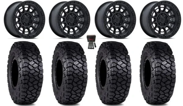 Fuel Cycle 15″ Wheels Black +38mm 35″ Intersect Tires Polaris RZR Turbo R & Pro R Ranger 1500 Xpedition