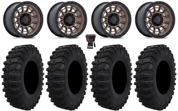 Fuel Cycle 15″ Wheels Bronze +10mm 30″ Pro Runner Tires Kawasaki Teryx Mule